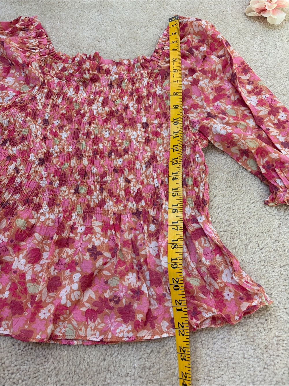Nanette Lepore Floral Smocked Square-Neck Top - Pink - Picture 2 of 11